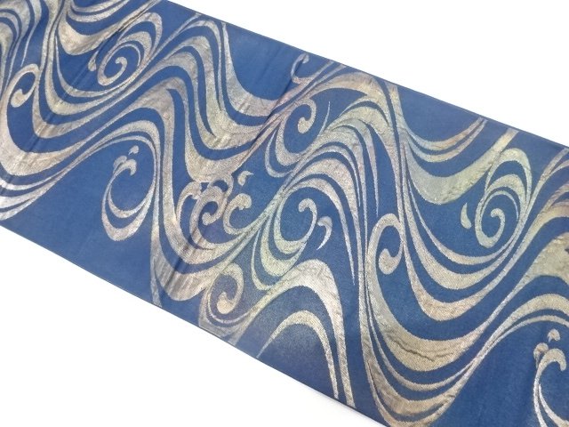 JAPANESE KIMONO / ANTIQUE FLOWING WATER PATTERN WOVEN FUKURO OBI (WEAR